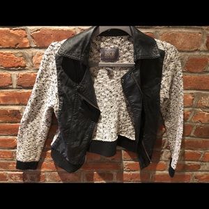 BKE Leather n Tweed Moto Jacket